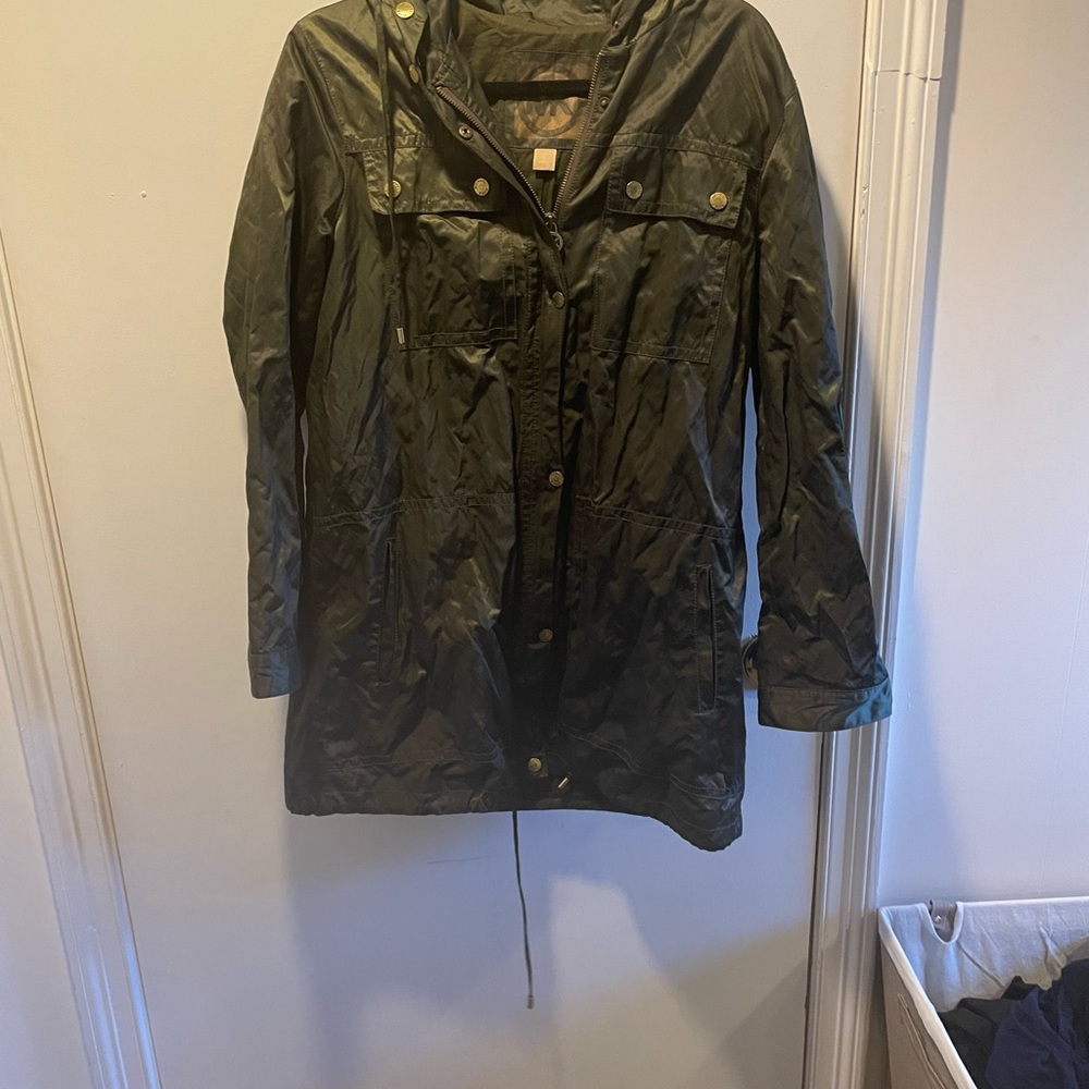 Green Michael Kors rain coat in L